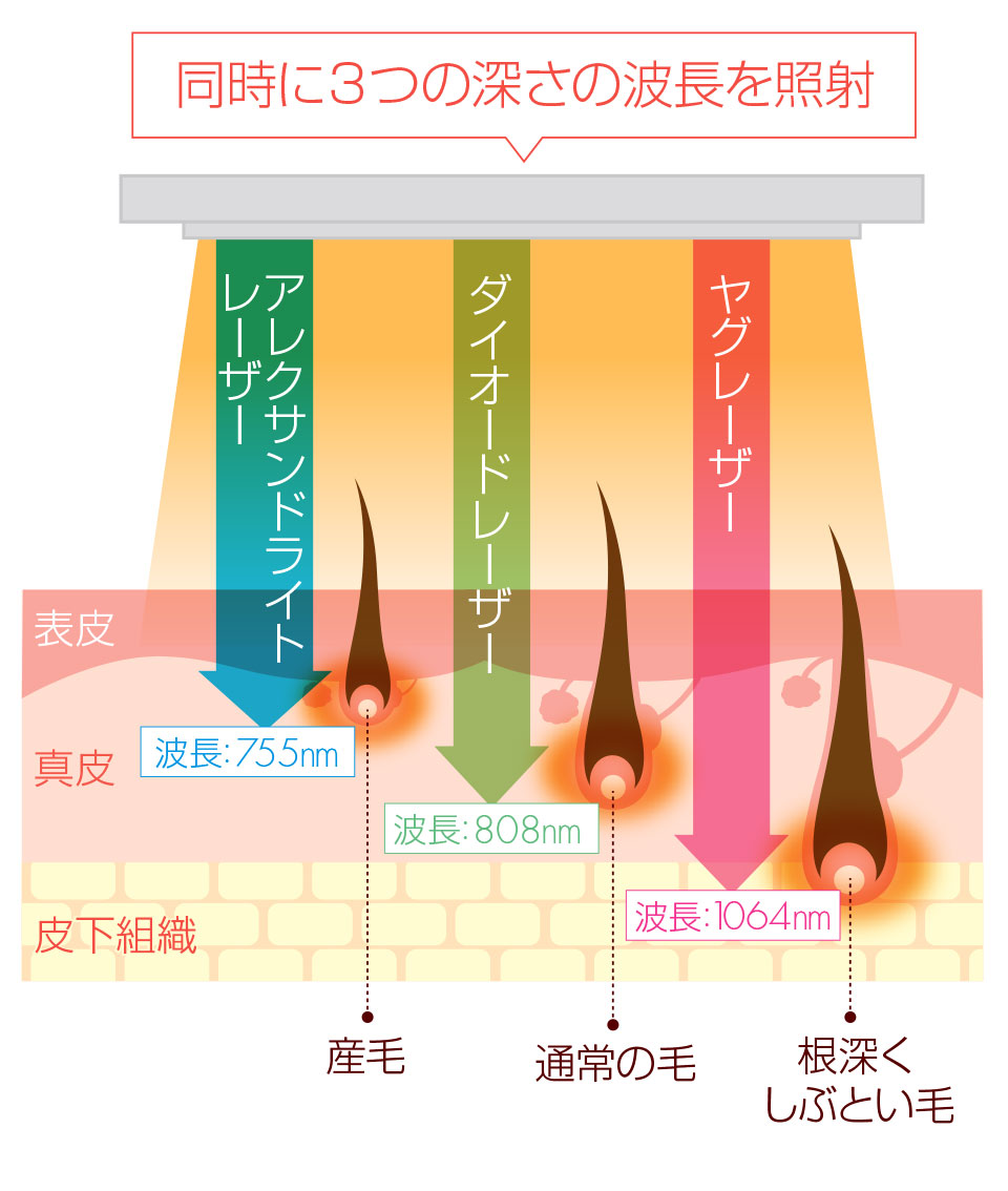 3つの深さの波長